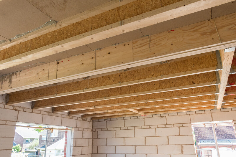 House construction with wooden joists