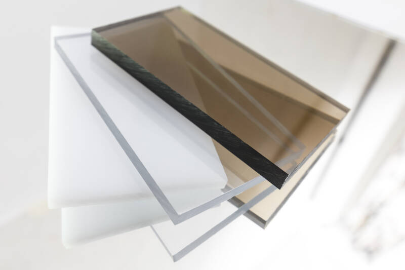 Brown, grey, transparent acrylic glass sheets